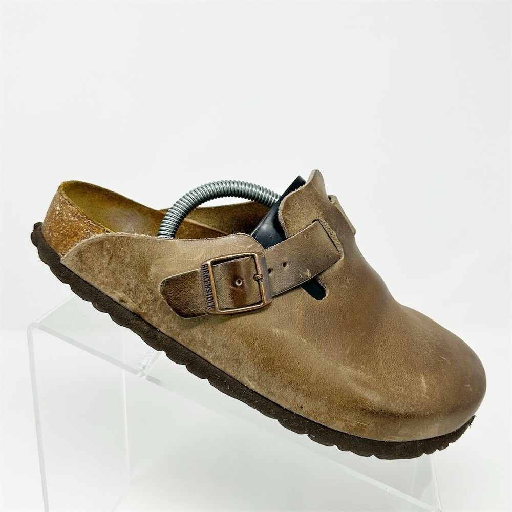 Birkenstock Boston Clogs Tobacco Brown Slip-On Buckle Cork Footbed Size 38 - Picture 1 of 14